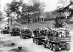 U.S. Army trucks on campus following the Ole Miss riot of 1962, when President John F. Kennedy invoked the act.