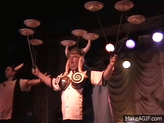 Spinning plates variety act